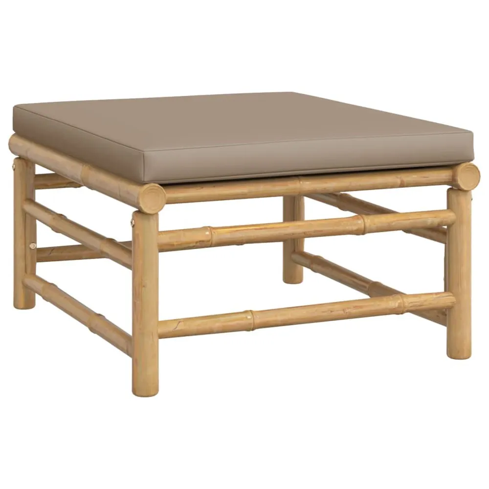 Repose-pieds de jardin avec coussin taupe bambou pour un espace de travail ordonné
