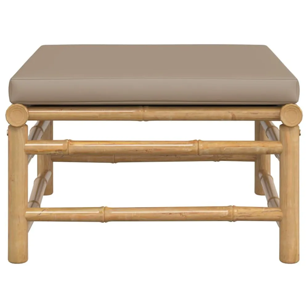 Repose-pieds de jardin avec coussin taupe bambou pour un espace de travail ordonné