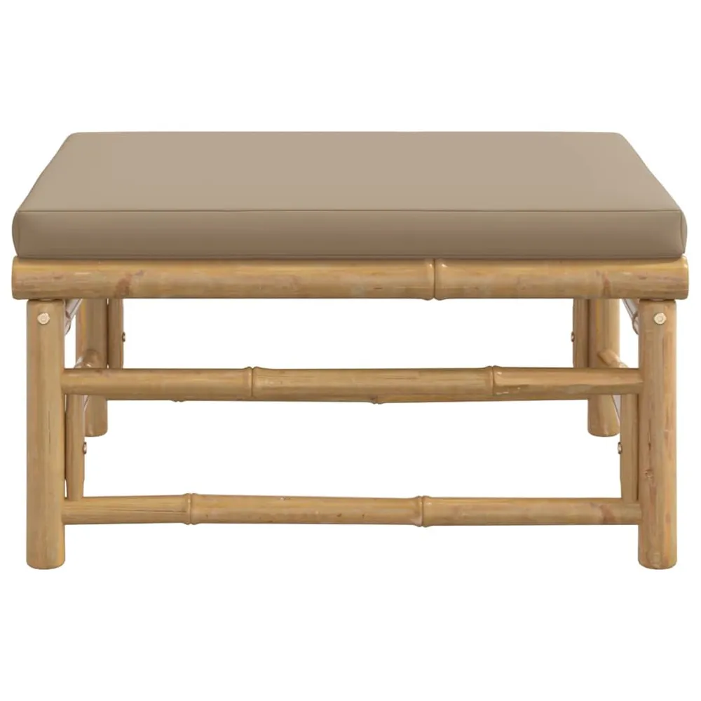Repose-pieds de jardin avec coussin taupe bambou pour un espace de travail ordonné