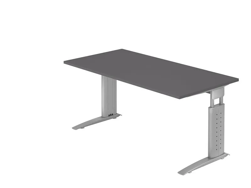 Support réglable pour Bureau Hammerbacher pied C 160x80cm graphite/argent hauteur de travail 68-86 cm réglable VUS16/G/S c...