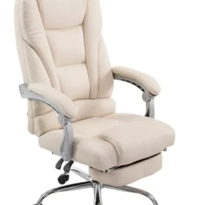 Support réglable pour Fauteuil de bureau ergonomique avec repose-pieds extensible synthétique crème BUR10169