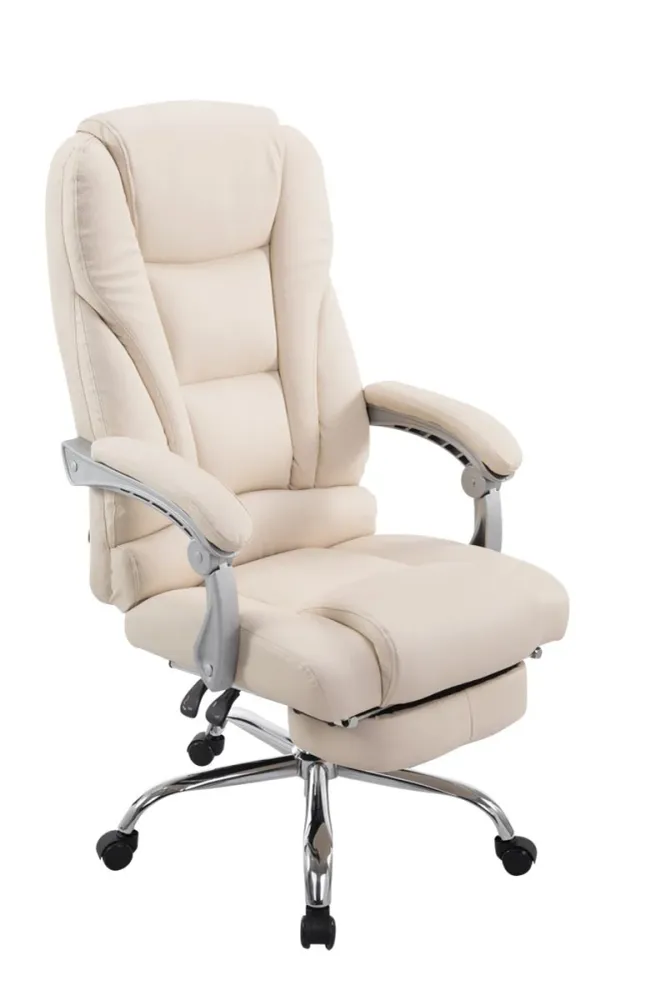 Support réglable pour Fauteuil de bureau ergonomique avec repose-pieds extensible synthétique crème BUR10169