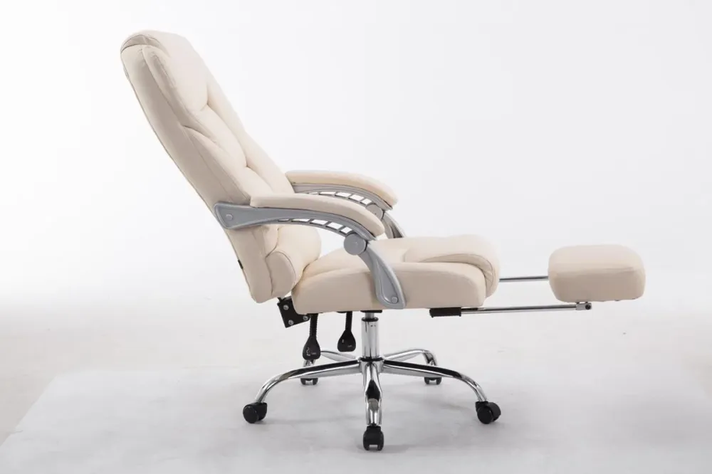 Support réglable pour Fauteuil de bureau ergonomique avec repose-pieds extensible synthétique crème BUR10169