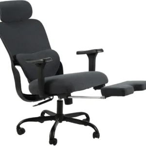 Support réglable pour Fauteuil de bureau ergonomique pivotant accoudoirs multifonctions repose-pieds extensible en tissu e...