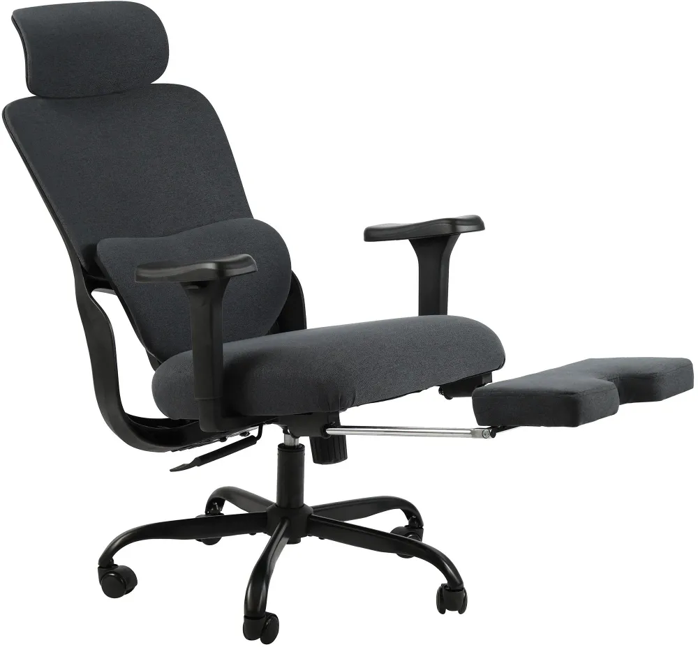 Support réglable pour Fauteuil de bureau ergonomique pivotant accoudoirs multifonctions repose-pieds extensible en tissu e...
