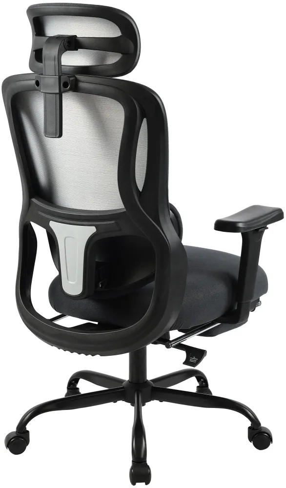 Support réglable pour Fauteuil de bureau ergonomique pivotant accoudoirs multifonctions repose-pieds extensible en tissu e...