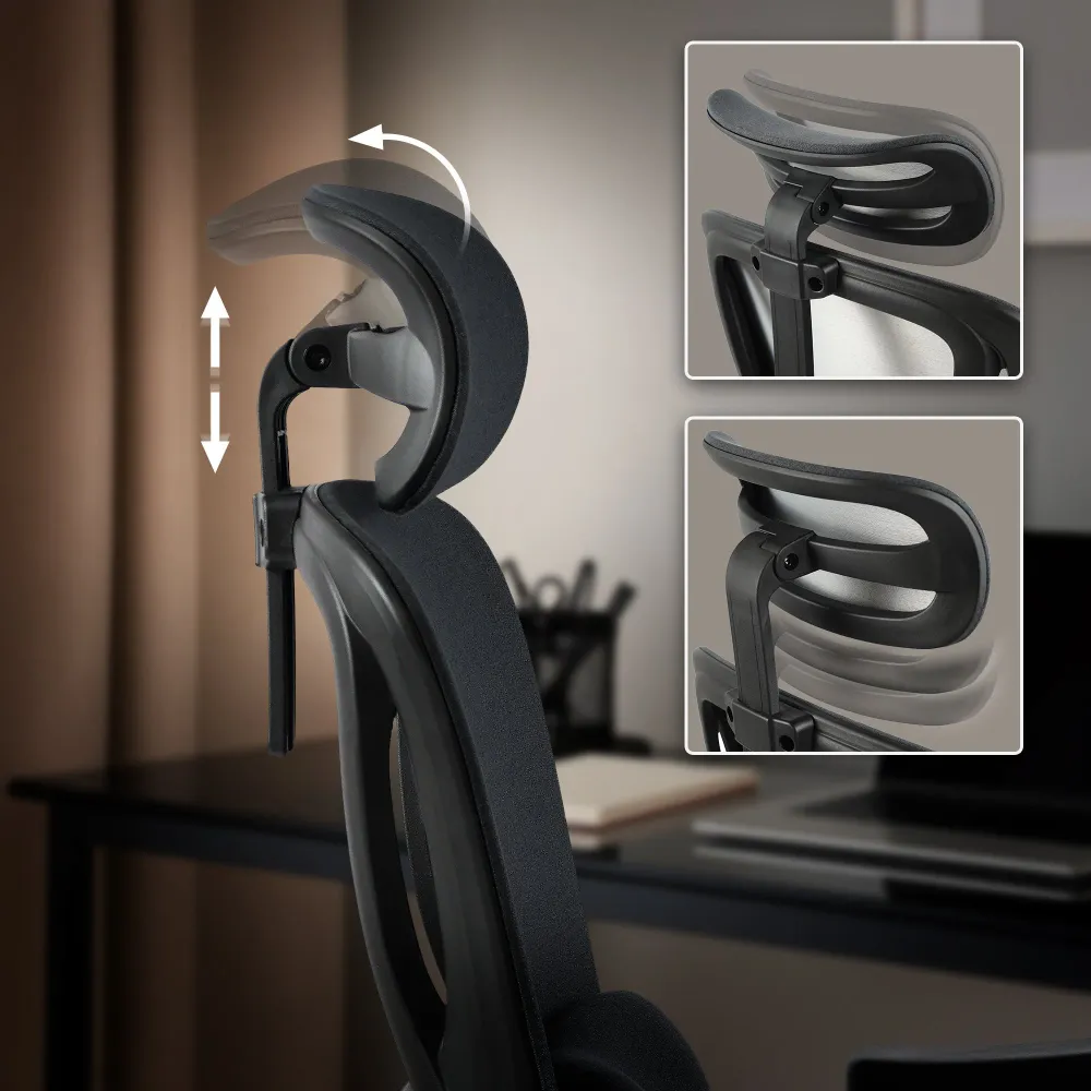 Support réglable pour Fauteuil de bureau ergonomique pivotant accoudoirs multifonctions repose-pieds extensible en tissu e...