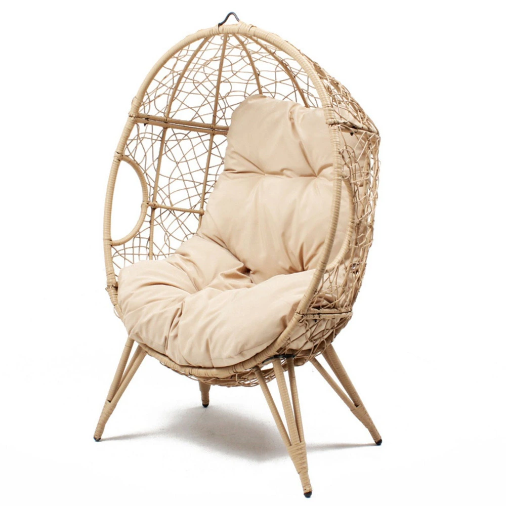 Support réglable pour Fauteuil œuf sur pied en résine crème effet rotin jane