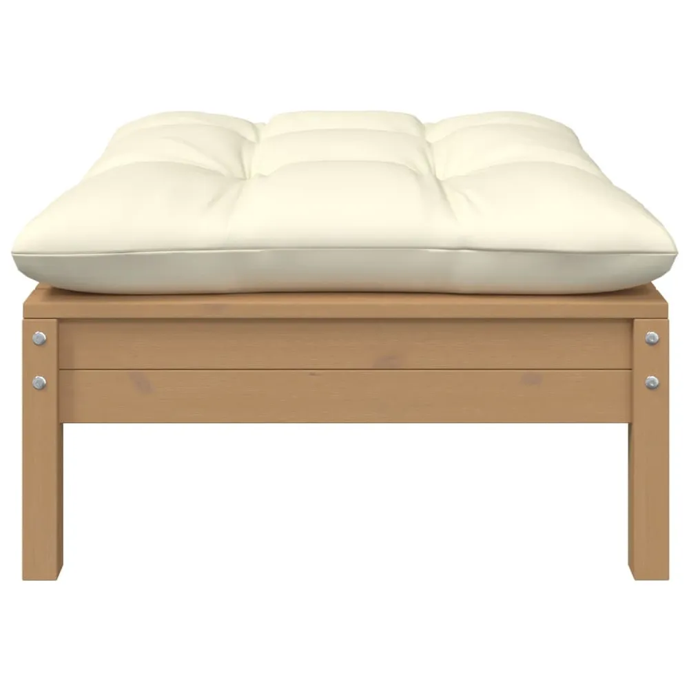 Support réglable pour Repose-pied de jardin avec coussin crème Bois de pin massif