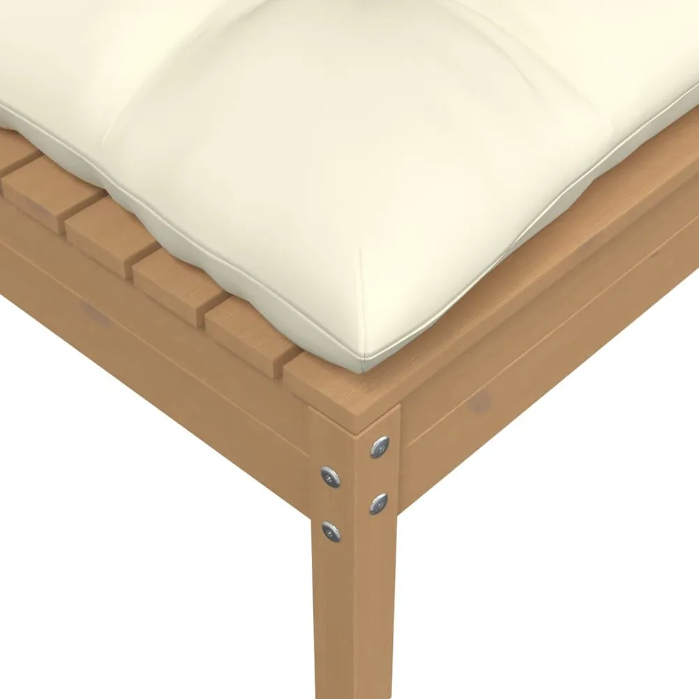 Support réglable pour Repose-pied de jardin avec coussin crème Bois de pin massif