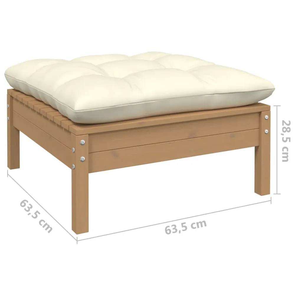 Support réglable pour Repose-pied de jardin avec coussin crème Bois de pin massif