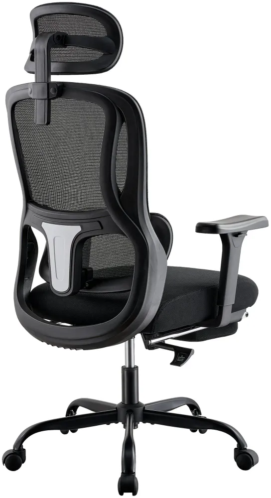 Système de suspension Fauteuil de bureau ergonomique pivotant repose-pieds extensible appui-tête réglable tissu et métal n...