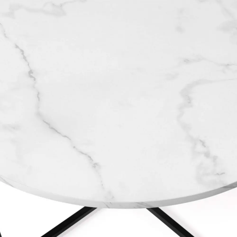 Système de suspension Table basse alaska ronde 70 cm effet marbre et pied métal noir