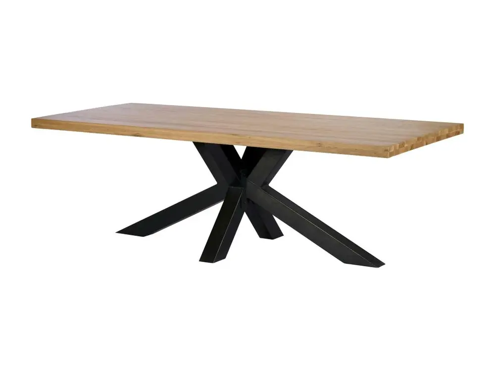 Système de suspension Table à manger bois métal pied croisé 200 cm VOLGA