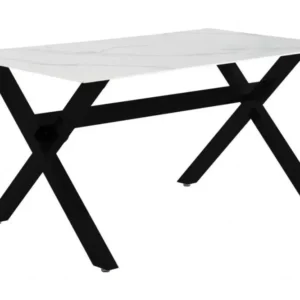 Table é manger marbre blanc pied CROSS pour poste de travail réglable