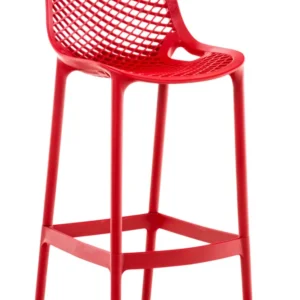 Tabouret de bar avec repose-pieds design tendance plastique rouge intérieur ou extérieur 10_0000668