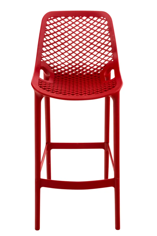 Tabouret de bar avec repose-pieds design tendance plastique rouge intérieur ou extérieur 10_0000668