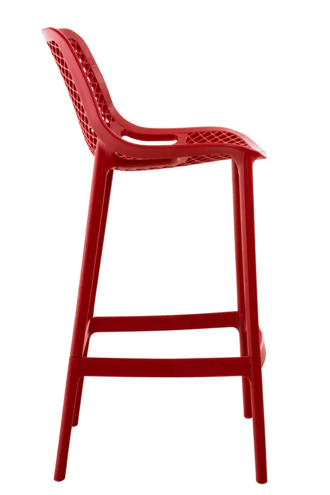 Tabouret de bar avec repose-pieds design tendance plastique rouge intérieur ou extérieur 10_0000668