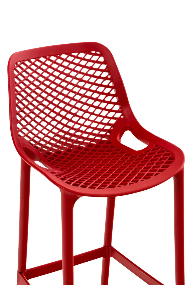 Tabouret de bar avec repose-pieds design tendance plastique rouge intérieur ou extérieur 10_0000668