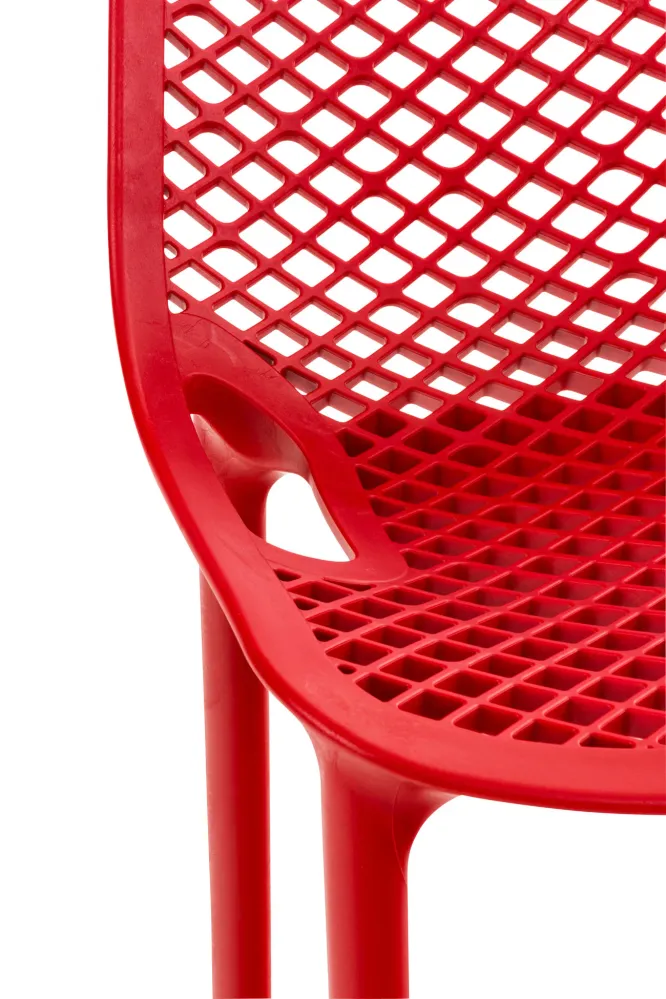 Tabouret de bar avec repose-pieds design tendance plastique rouge intérieur ou extérieur 10_0000668