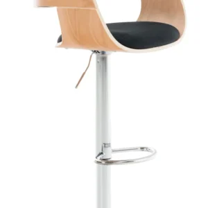 Tabouret de bar chaise haute avec repose-pied design tendance bois et tissu noir 10_0000677 avec système de clipsage