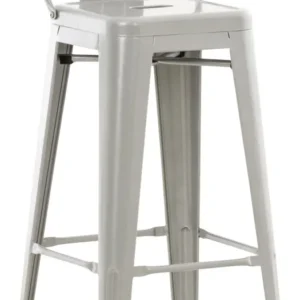 Tabouret de bar x1 design industriel avec dossier et repose-pieds en métal argenté 10_0000662 avec revêtement anti-rayures