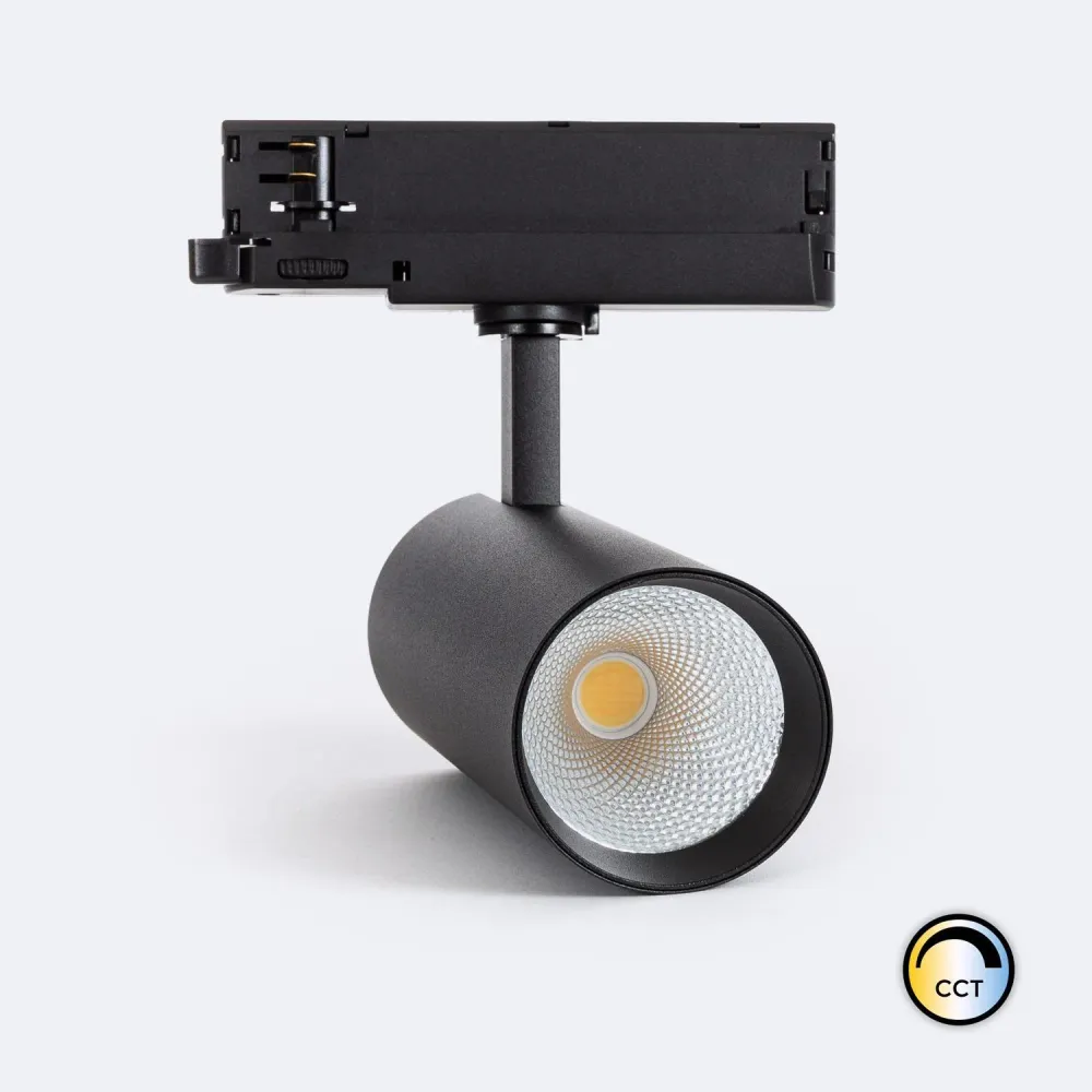 Certifié Plug-and-Play Projecteur LED 30W triphasé Carlo CCT couleur noire sur rail