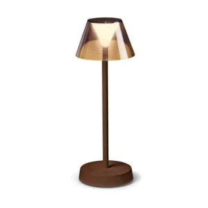 Lampe de table à batterie accumulateur avec finition blanc, gris, noir ou café. Socle en plastique. Armature en métal. Dif...