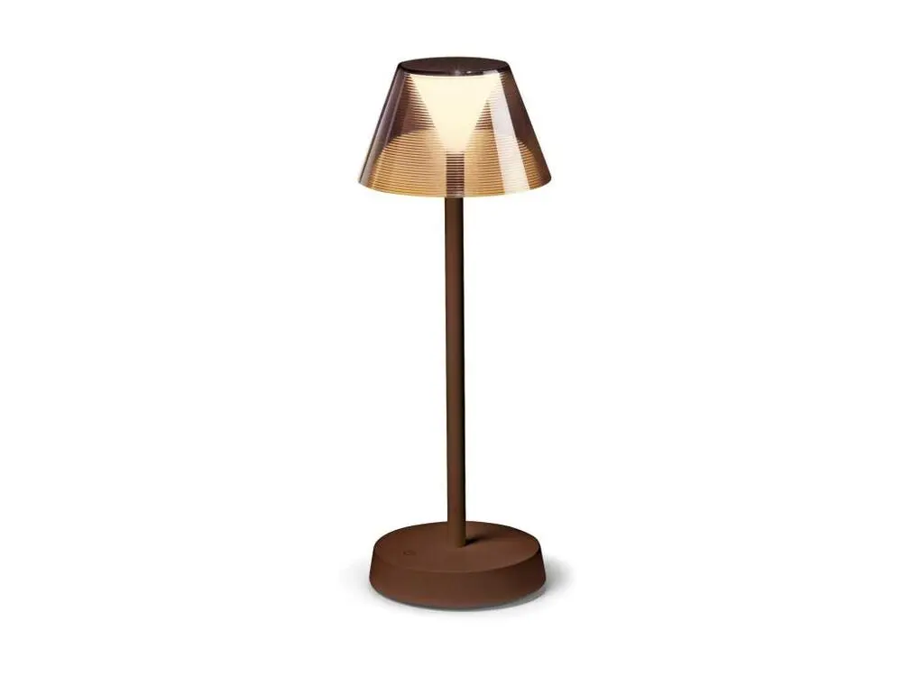 Lampe de table à batterie accumulateur avec finition blanc, gris, noir ou café. Socle en plastique. Armature en métal. Dif...