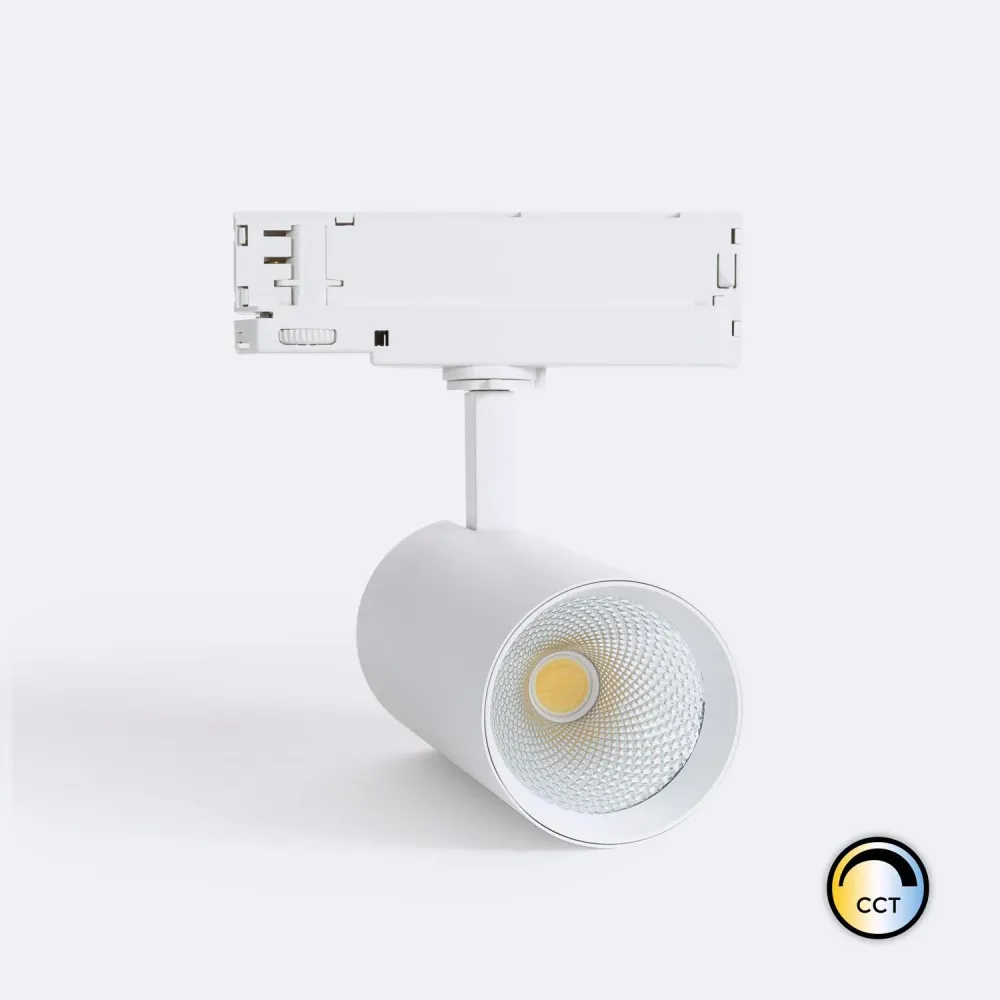 Projecteur LED sur rail triphasé 30W Carlo CCT couleur blanche avec Résolution HD