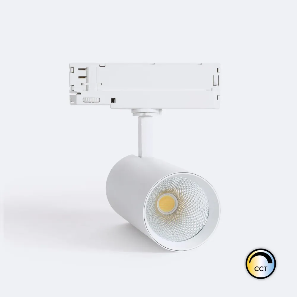 Projecteur LED sur rail triphasé 30W Carlo CCT couleur blanche avec Résolution HD