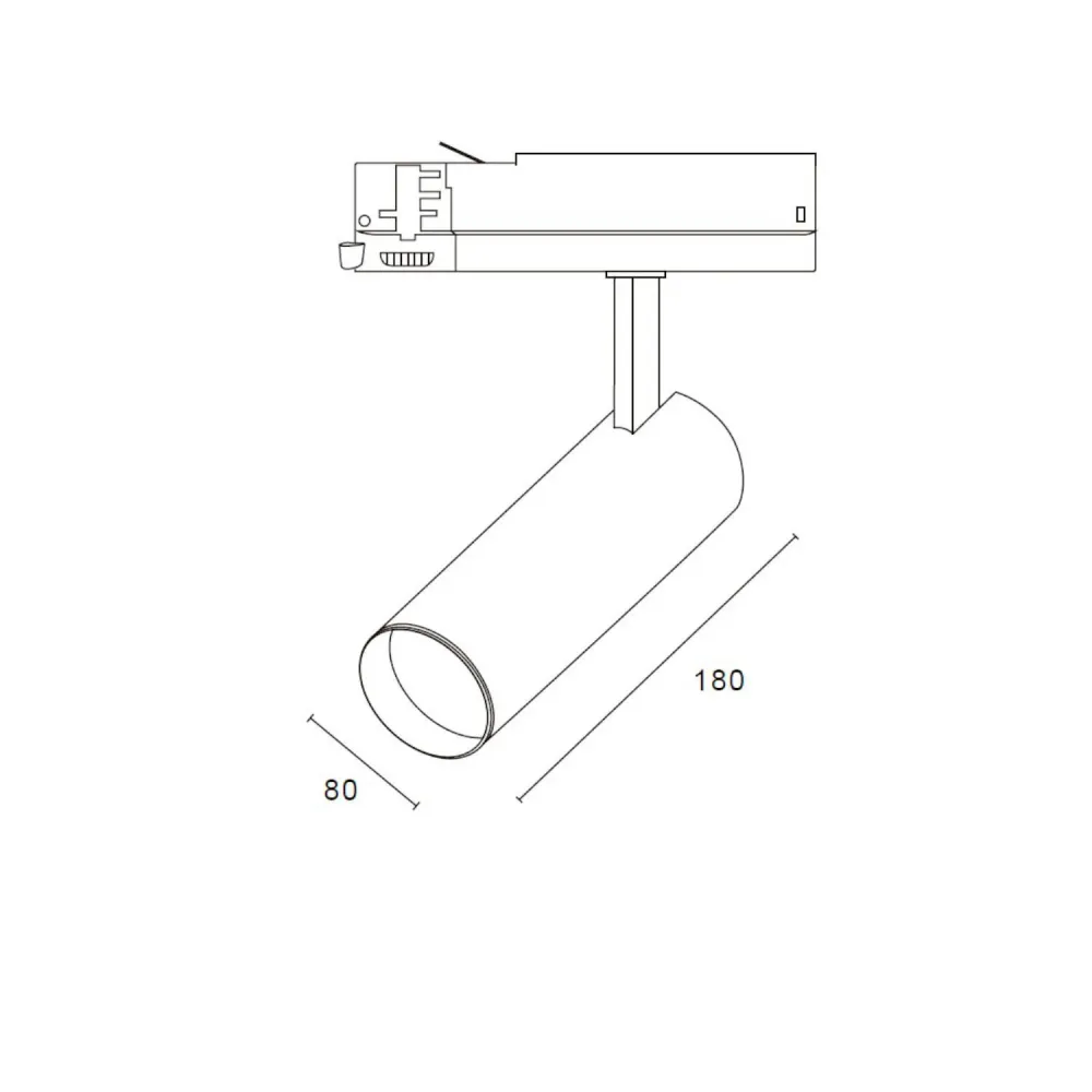 Projecteur LED triphasé 40W Carlo en noir pour rail d'éclairage. avec Focale Courte