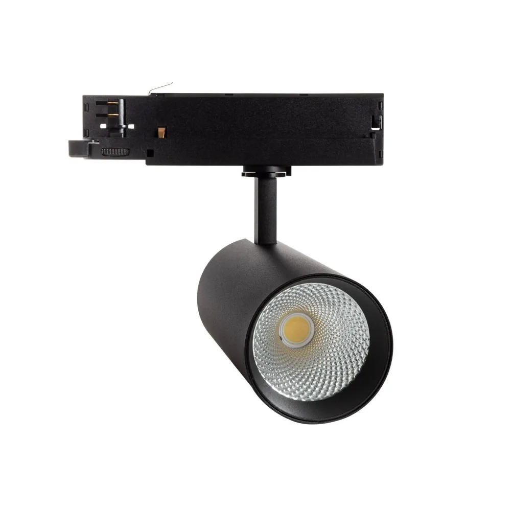 Projecteur LED triphasé 40W Carlo en noir pour rail d'éclairage. avec Focale Courte