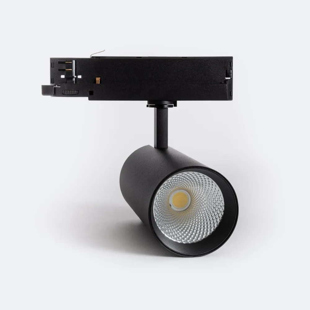 Projecteur LED triphasé 40W Carlo en noir pour rail d'éclairage. avec Focale Courte