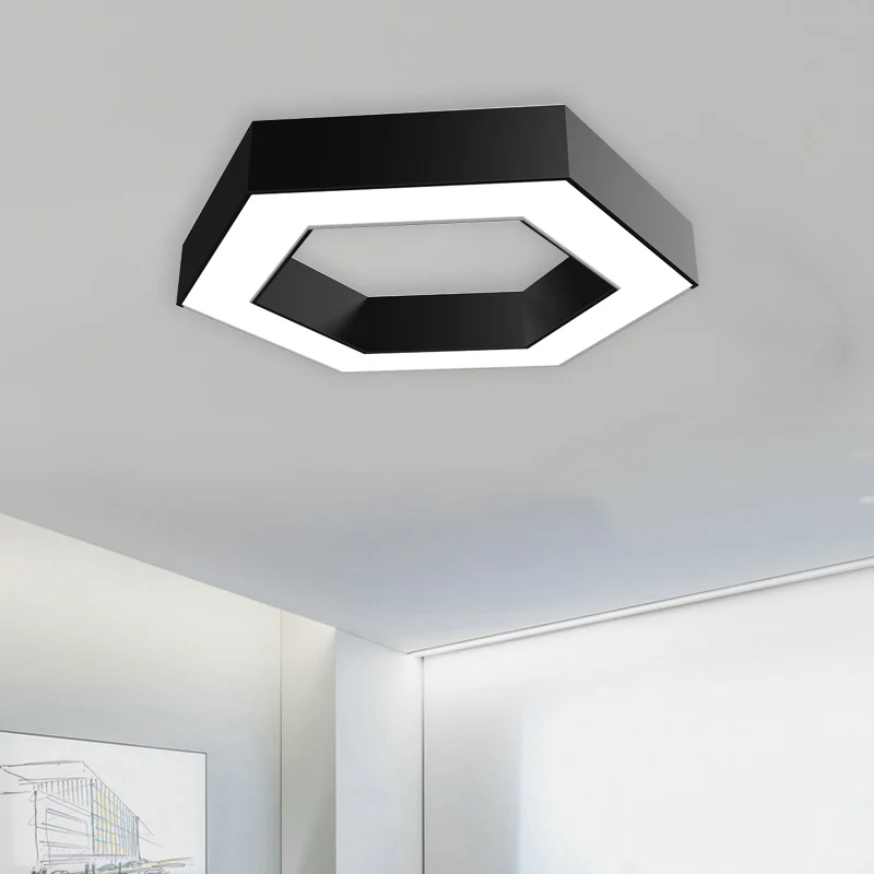 Wabenförmige Unterputz-LED aus modernem Metall, 16"/23,5"/31,5" breit, schwarz, für Büro weißem/warmem Licht mit eingelass...