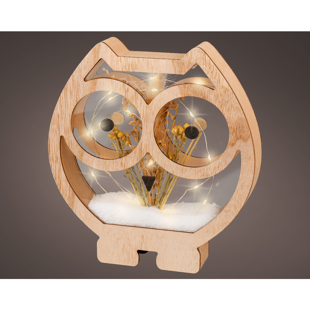Accessoire Modulable Premium Décoration de Noël d'intérieur Hibou LED blanches sur Pile 24cm