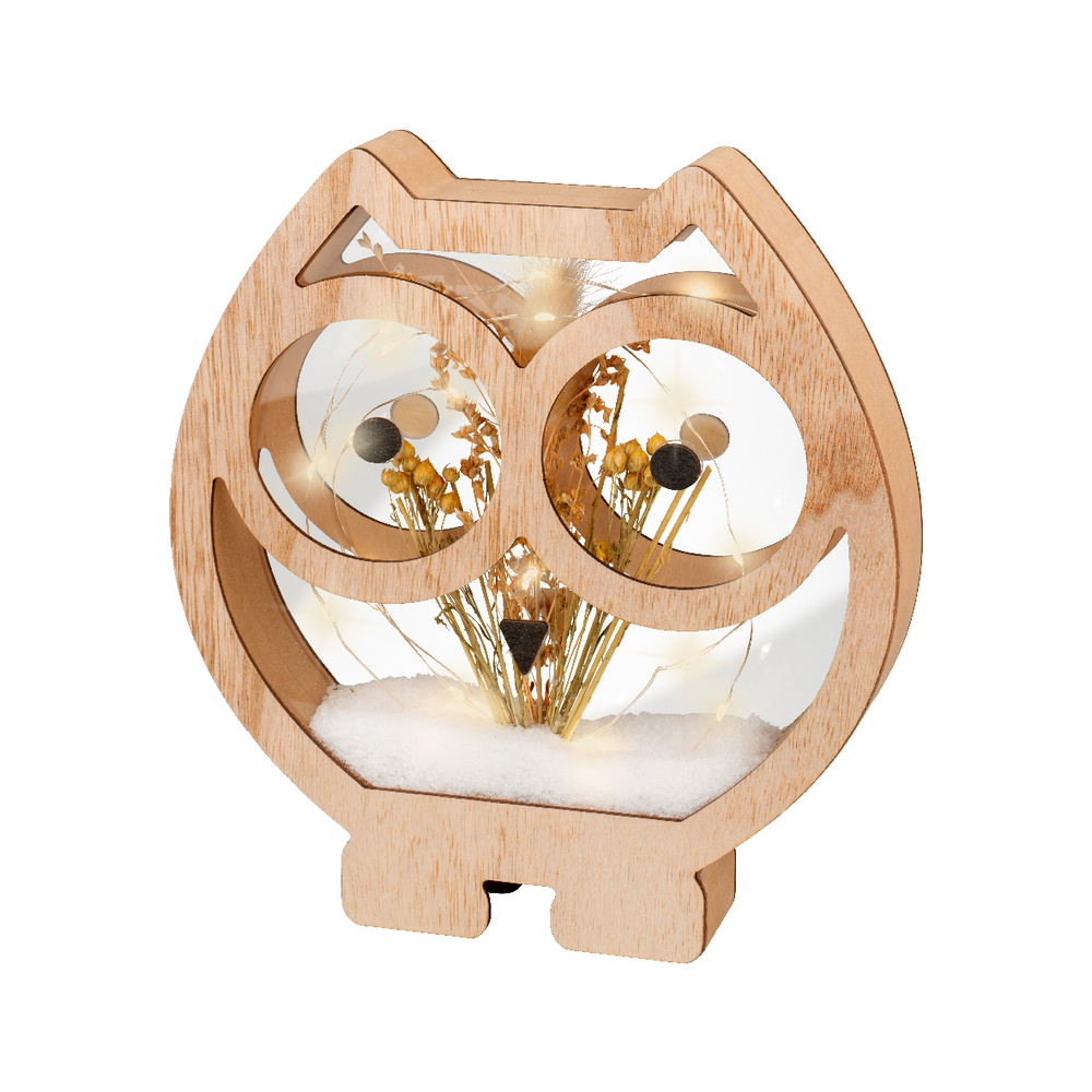 Accessoire Modulable Premium Décoration de Noël d'intérieur Hibou LED blanches sur Pile 24cm