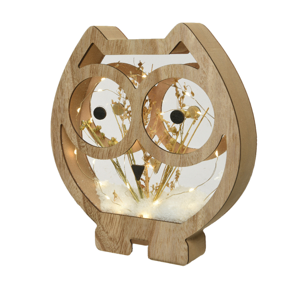 Accessoire Modulable Premium Décoration de Noël d'intérieur Hibou LED blanches sur Pile 24cm