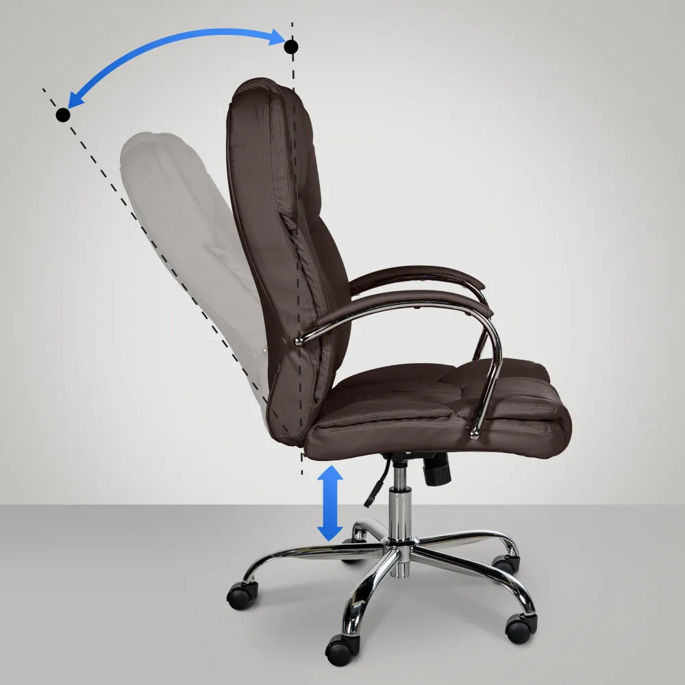 Accessoire Modulable Premium Fauteuil de bureau sur roulettes largeur d'assise XXL en VINYLE marron et métal chromé 10_000...