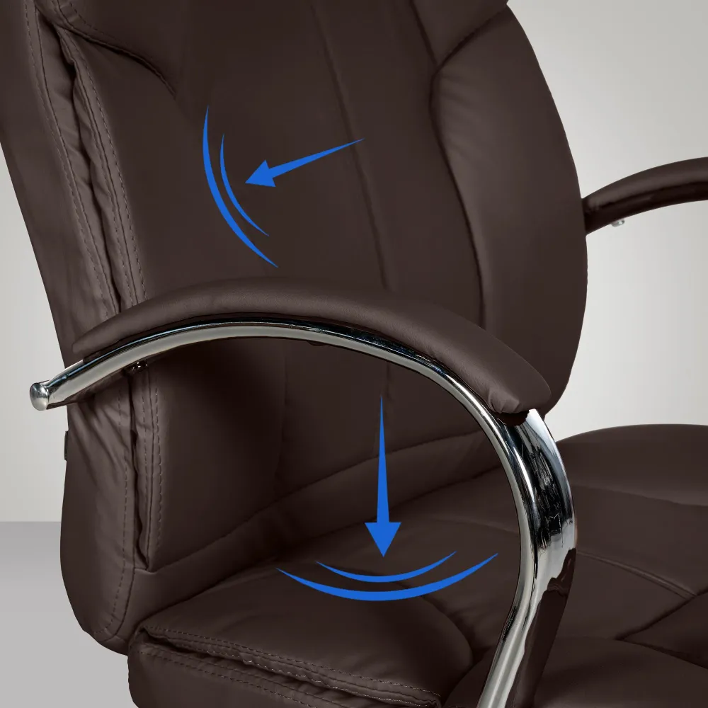 Accessoire Modulable Premium Fauteuil de bureau sur roulettes largeur d'assise XXL en VINYLE marron et métal chromé 10_000...
