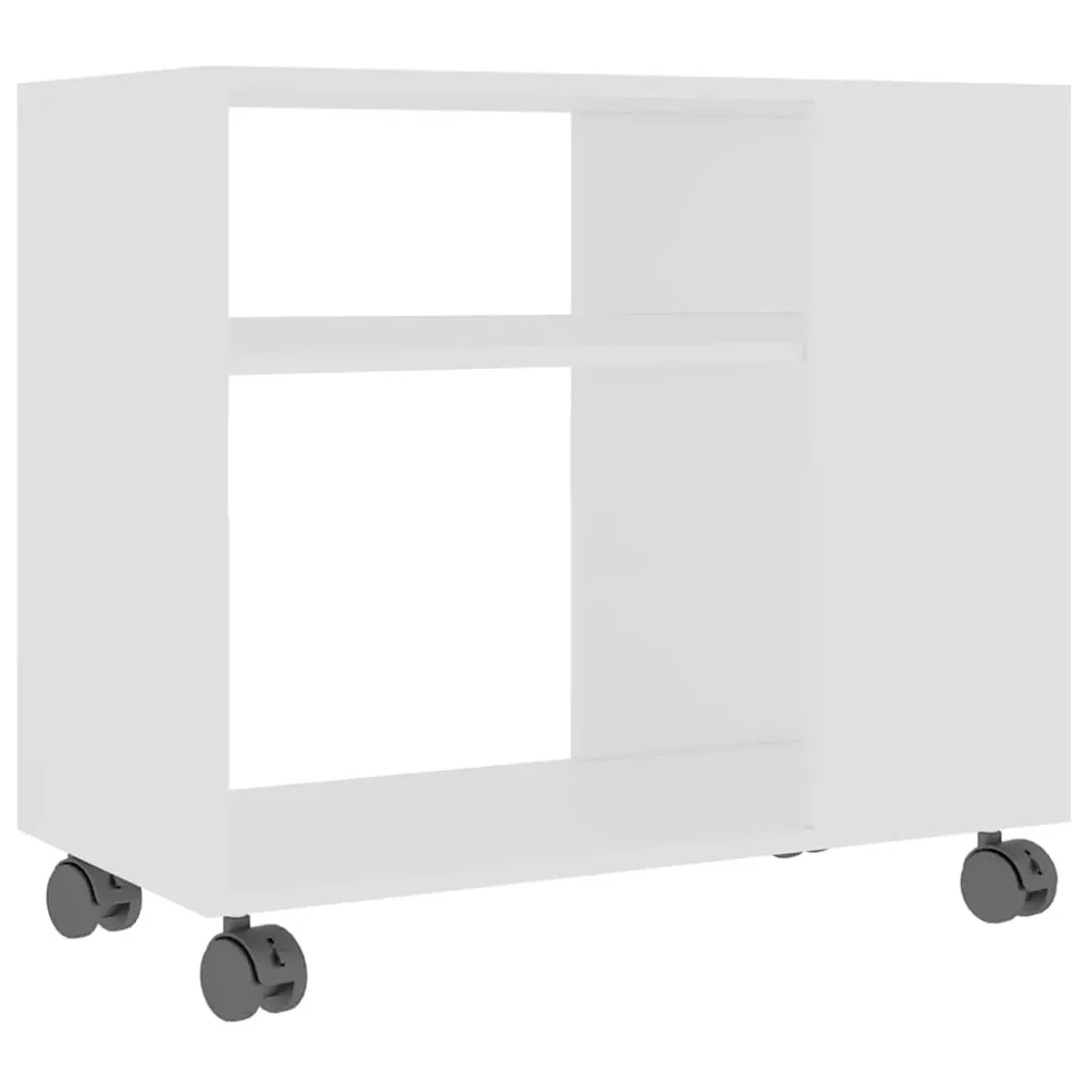 Accessoire Modulable Premium Table d'appoint meuble de salon sur roulettes 70 x 35 x 55 cm bois d'ingénierie blanc DEC032364