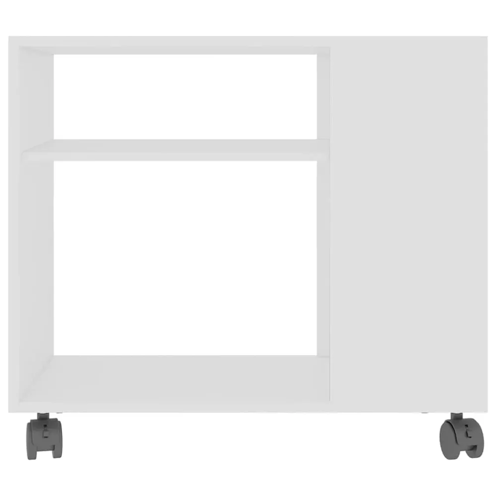 Accessoire Modulable Premium Table d'appoint meuble de salon sur roulettes 70 x 35 x 55 cm bois d'ingénierie blanc DEC032364