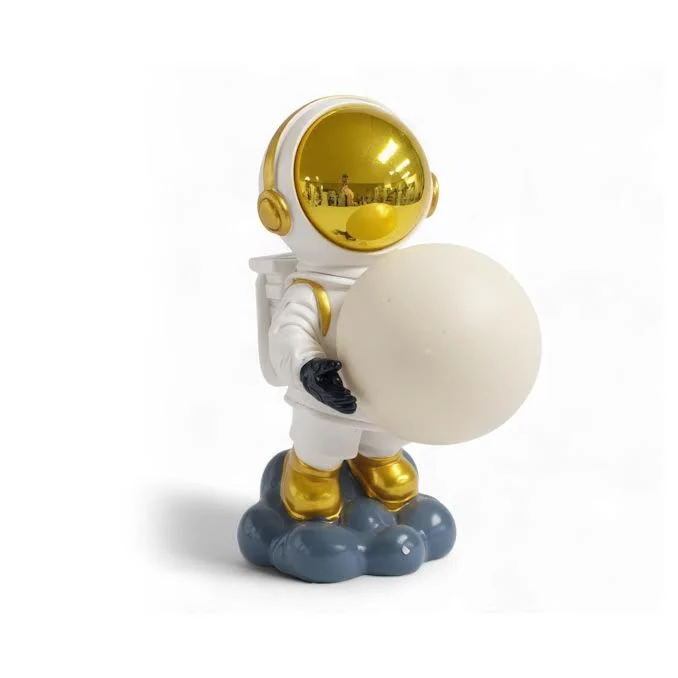 Astronaut Holding Moon Desk Lamp Blanc pur