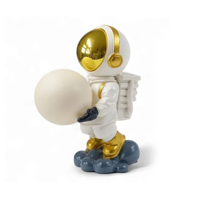 Astronaut Holding Moon Desk Lamp Blanc pur
