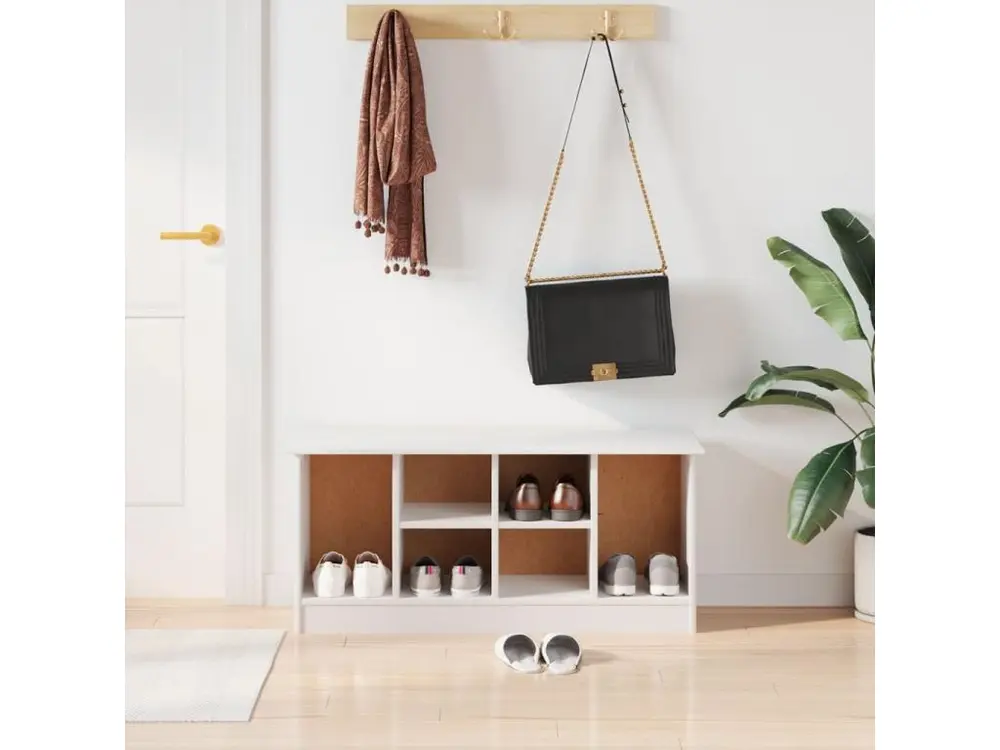 Banc à chaussures ALTA blanc 100x35x45 cm bois massif de pin