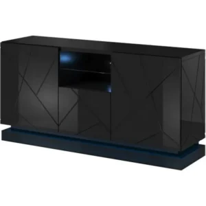 Buffet noir design 150 cm avec éclairage intégré Clost