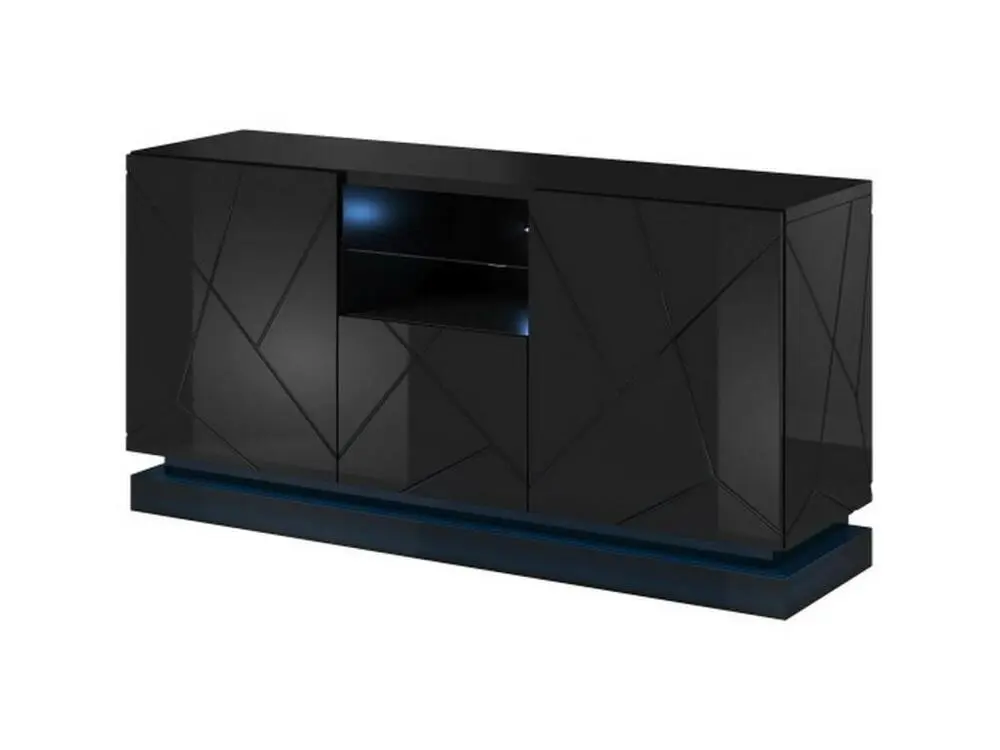 Buffet noir design 150 cm avec éclairage intégré Clost