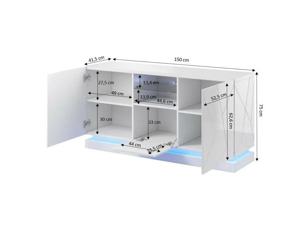 Buffet noir design 150 cm avec éclairage intégré Clost