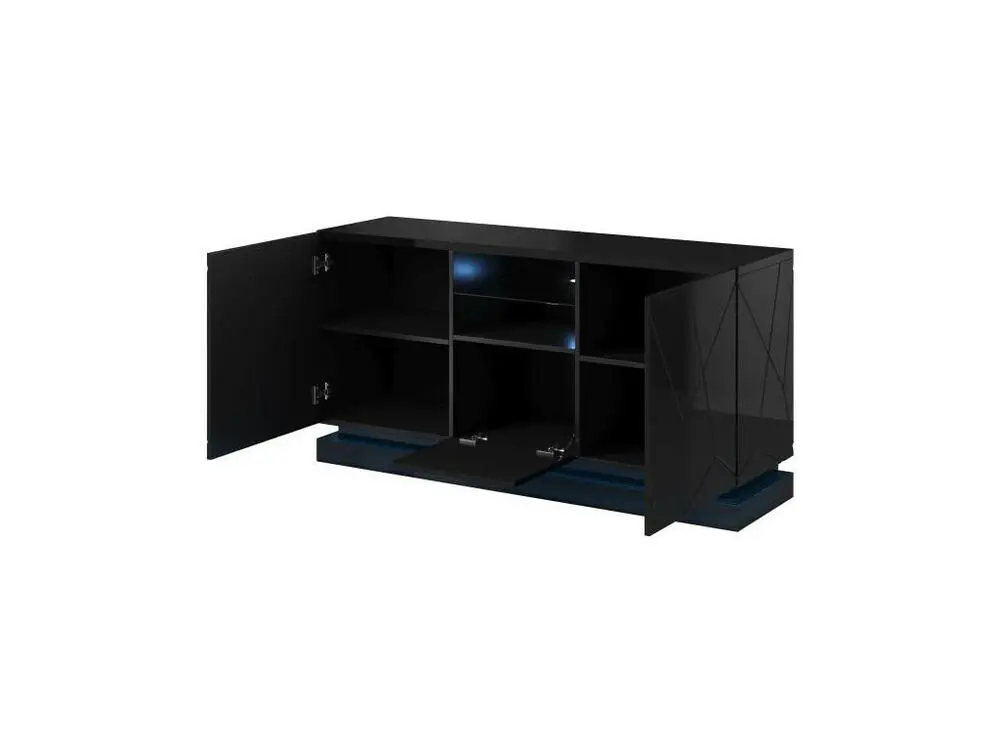 Buffet noir design 150 cm avec éclairage intégré Clost