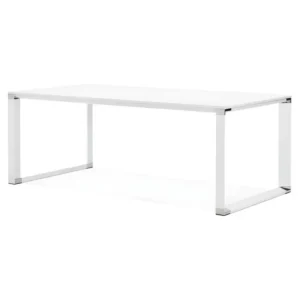 Bureau Design en Bois & Métal "Hovik" 200cm Blanc en tissu respirant